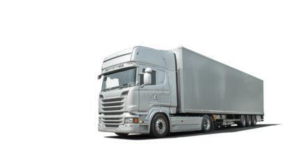 big delivery truck isolated on free PNG Background. cargo transport vehicle.