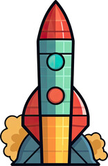 Fototapeta premium Vibrant and colorful rocket illustration with transparency, perfect for adding a playful and dynamic element to your designs. Generative AI.