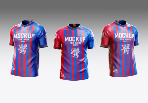 Set 3 Soccer Men’s Sports T-shirts Mockup