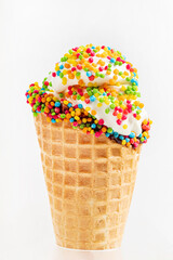 ice cream cone on the white