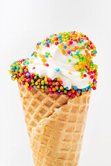 ice cream cone on the white