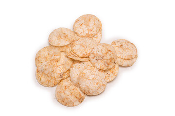 Rice chips isolated on white background.