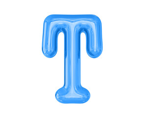 Letter T Blue 3D Render