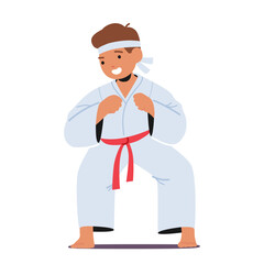 Determined Young Karate Prodigy Boy Character, Mastering Discipline And Focus Through Rigorous Training