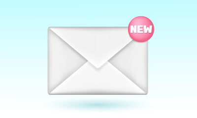 3d icon of a letter with a notification. New unread email.
