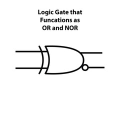 Logic gate OR and NOR not the inverter. electronic symbol. Illustration of basic circuit symbols. Electrical symbols, study content of physics students.  electrical circuits.