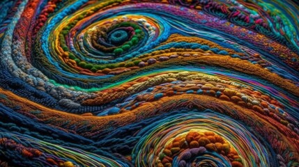 colorful Swirly Micro photography of a thread, fabric