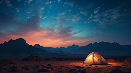 Fototapeta na wymiar Sleep under the stars in the desert