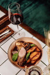 grilled meat with vegetables