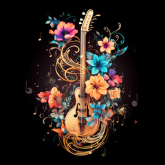 Musical notes intertwined with flowers