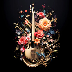 Musical notes intertwined with flowers