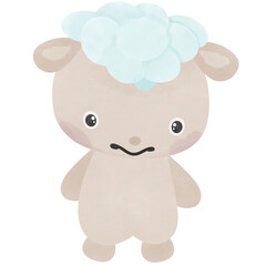 Cute sheep.Creative with illustration in flat design,watercolor.