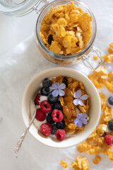 Cornflakes with Yogurt and Mixed Berry