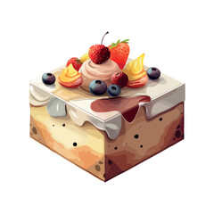 Sweet berry dessert on white plate isolated