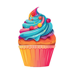 Sweet cupcake creamy and sprinkles