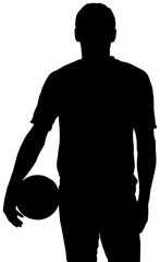 Digital png silhouette image of man holding ball on transparent background