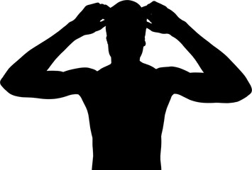 Digital png silhouette image of male swimmer on transparent background