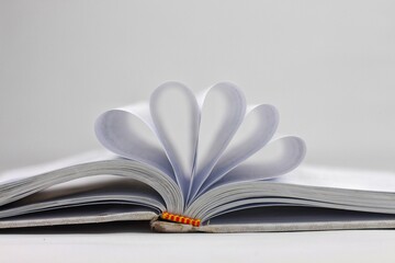 book's white paper pages folded creatively