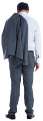Digital png photo of back view of asian businessman looking down on transparent background