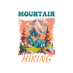 mountain hiking t shirt design. outdoor traveling graphic t shirt. mountain illustration.