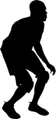 Digital png silhouette image of male handball player on transparent background