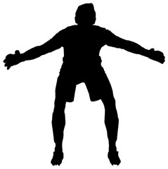 Digital png silhouette image of male football player on transparent background