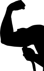 Digital png silhouette image of man flexing muscles on transparent background