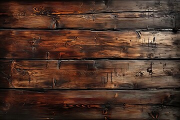 Background of a wooden board. Beautiful dark brown wood building made of planks.