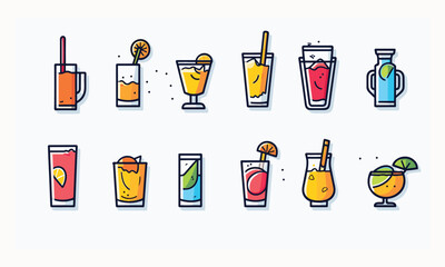 Line symbols about alcoholic beverages. Drinks. Line symbol on a straightforward foundation with editable stroke.