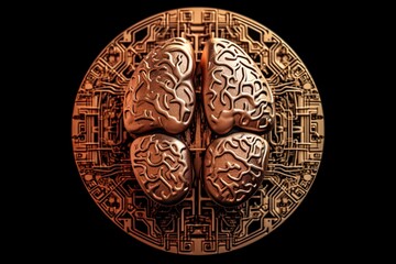 Fototapeta premium Artificial Intelligence computer processor. Human brain as a robot. Ai Generative