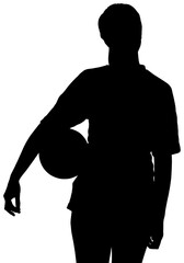 Digital png silhouette image of woman holding ball on transparent background