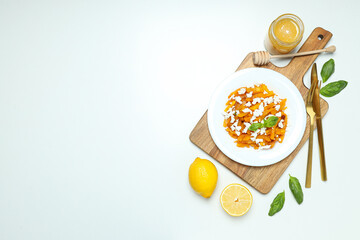 Concept of tasty homemade dish - baked pumpkin