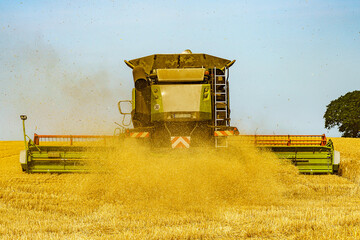 combine harvester working on a field