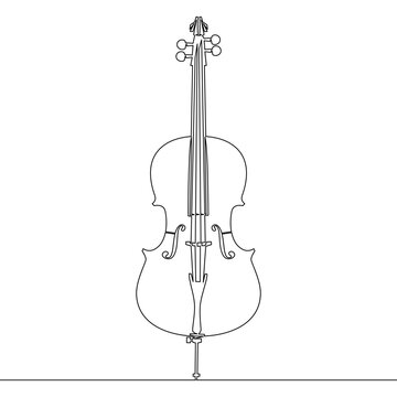 Continuous line drawing Cello Musical instrument Violin icon vector illustration concept