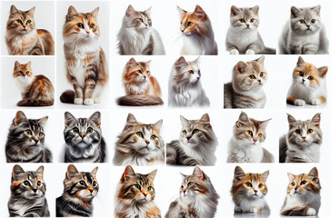 set of cats isolated. set of cats. collection of cats. cute cats on a white background