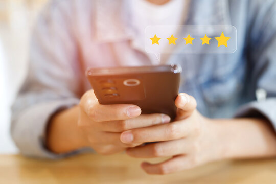 Infographics and icons Customer Satisfaction Assessment Form in phone online