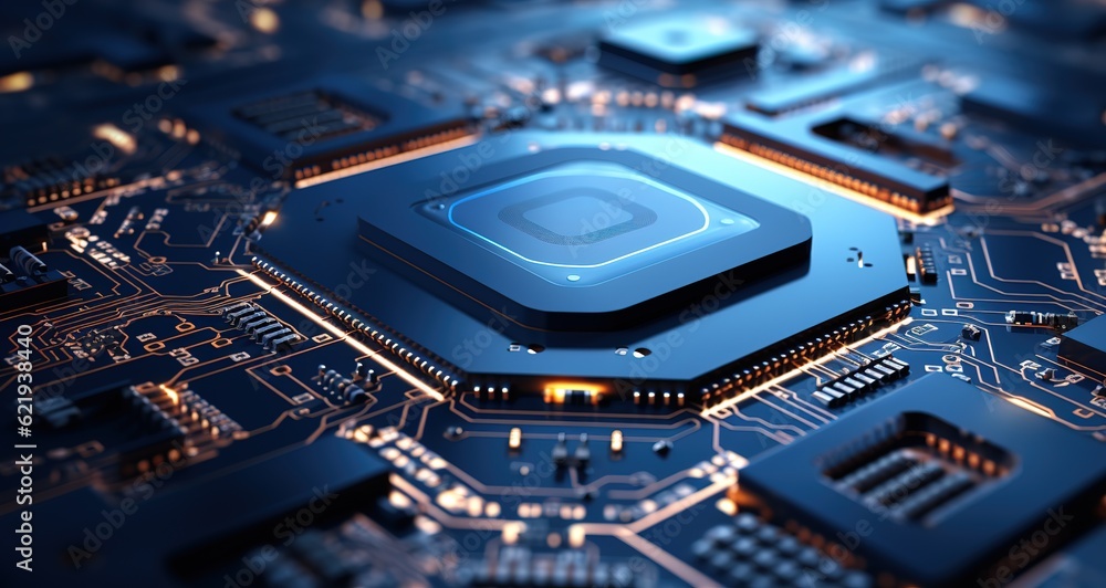 Poster printed circuit board. technological background. the concept of the cpu of central computer processo