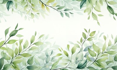 Frame of fresh green leaves