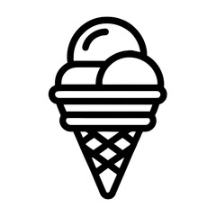 Fototapeta na wymiar Ice cream waffle cone vector icon in vintage style. Line symbol. Icecream outline icon logo isolated on white.