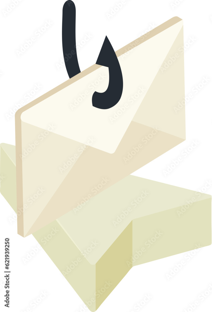 Poster phishing icon isometric vector. hooked closed mail envelope on arrow cursor icon. scam mail, web phi