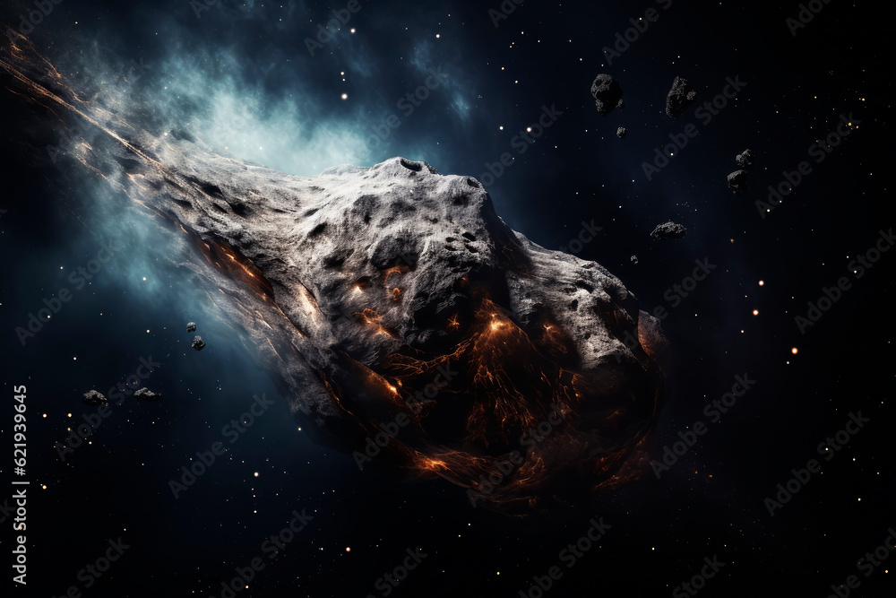 Wall mural asteroid in outer space. generative ai