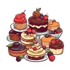 Sweet berry cupcakes with chocolate icing decoration