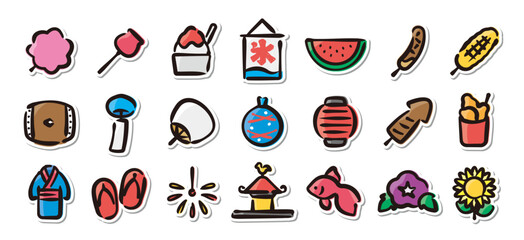 Illustrated sticker set of japanese festival and summer.Quick and simple to use.