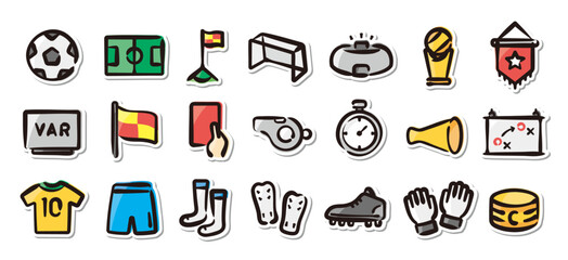 Obraz premium Illustrated sticker set of soccer.Quick and simple to use.