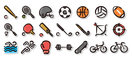 Illustrated sticker set of sports.Quick and simple to use. - obrazy, fototapety, plakaty