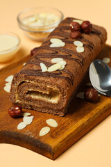Concept of delicious sweet food - cake roll