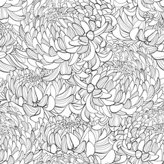 outline pattern with chrysanthemum flowers - 621940073