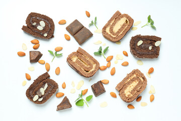 Concept of delicious sweet food - cake roll