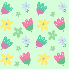 seamless pattern with flower on green background 