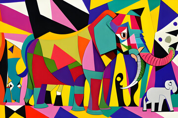 cubist animal paradein - obrazy, fototapety, plakaty